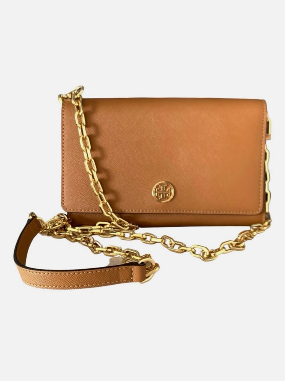 Tory Burch Mercer Brown wallet on Chain